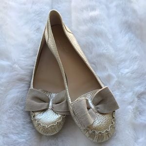 Kate Spade Gold Bow Loafer Flats